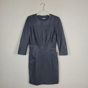 Day Birger et Mikkelsen Dress EU36 Small Black Leather Sheath Pockets Minimalist